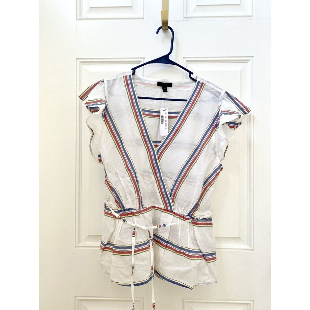 NWT J. Crew Flutter Sleeve Striped Cotton Top